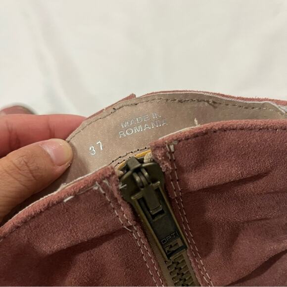 Sundance Suede Pink Western Slouchy Embroidered Leather Cowboy Ankle Boots 6.5 - Picture 8 of 12